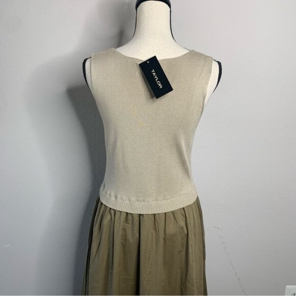 TAYLOR Olive Green Poplin Skirt Midi Dress - Picture 9 of 13